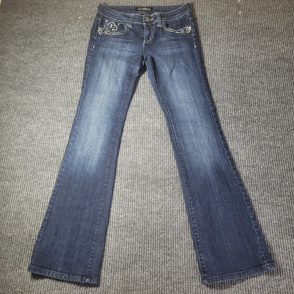 Women's Cello Jeans Stretch Denim Dark‎ Blue  Size 5 Embellished Rhinestone